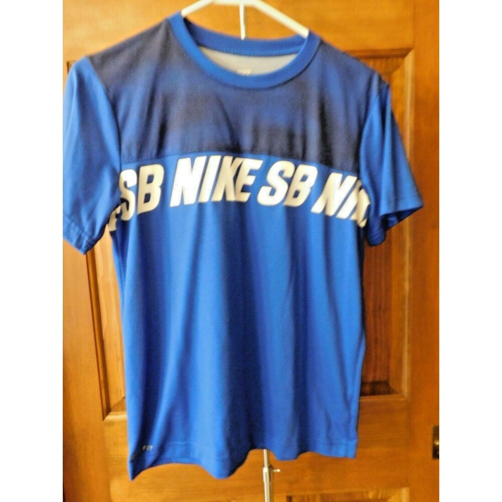 Nike T-Shirt Boys Blue Short Sleeve Dri-fit Shirt Size Large